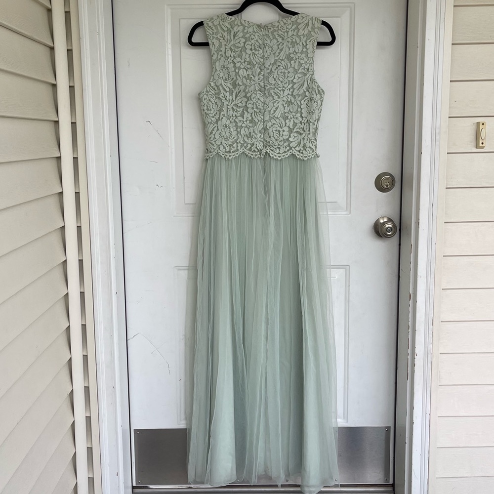 JJ’s house Sage bridesmaid tule dress thick floral lace - Picture 6 of 12